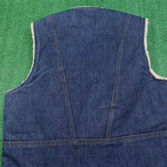 VINTAGE BIG SMITH WESTERN OUTERWEAR SHERPA LINED DENIM VEST SZ M MEDIUM - Picture 6 of 9